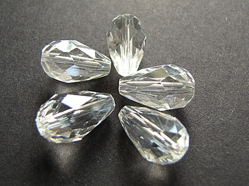Glasschliffperle Tropfen, funkelnd, 15x10mm, kristallklar